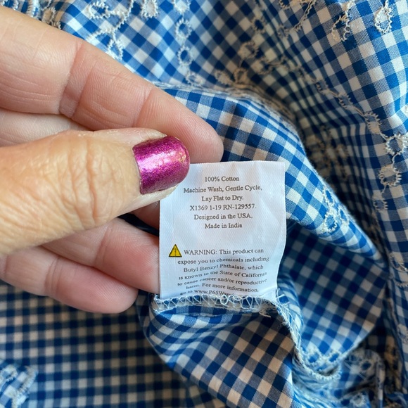 Saint Martin Blue and White Gingham Embroidered Top - Picture 12 of 12